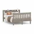 Letto matrimoniale con testiera contenitore in pino massello grigio 140 x 200 cm