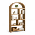 Libreria a 5 ripiani ad arco in MDF impiallacciato rovere naturale 80 x 30 x 180 cm