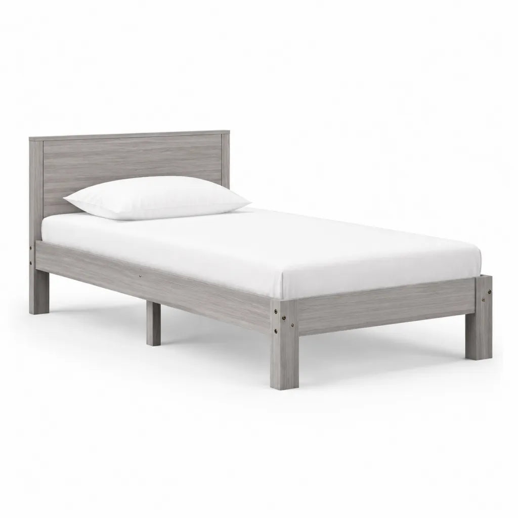 Letto singolo con struttura in MDF grigio rovere 90 x 190 cm