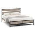 Letto matrimoniale con struttura in acciaio e pannelli MDF 160 x 200 cm rettangolare nero e rovere grigio