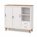 Armadio da ufficio con ante a serrandina serratura ripiani e cassetti 120 x 40 x 110 cm MDF bianco rettangolare