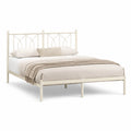 Letto matrimoniale 160 x 200 cm in acciaio verniciato avorio con testiera e pediera
