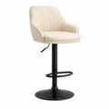 Sgabello da bar girevole regolabile con braccioli in PU beige 55 x 52 x 92-113 cm