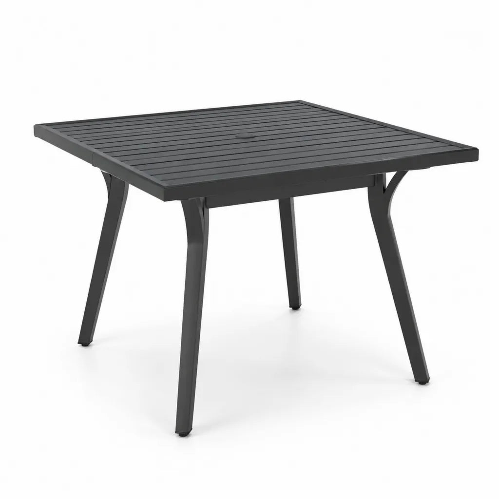 Tavolo da giardino quadrato 90 x 90 x 74 cm in alluminio verniciato a polvere antracite