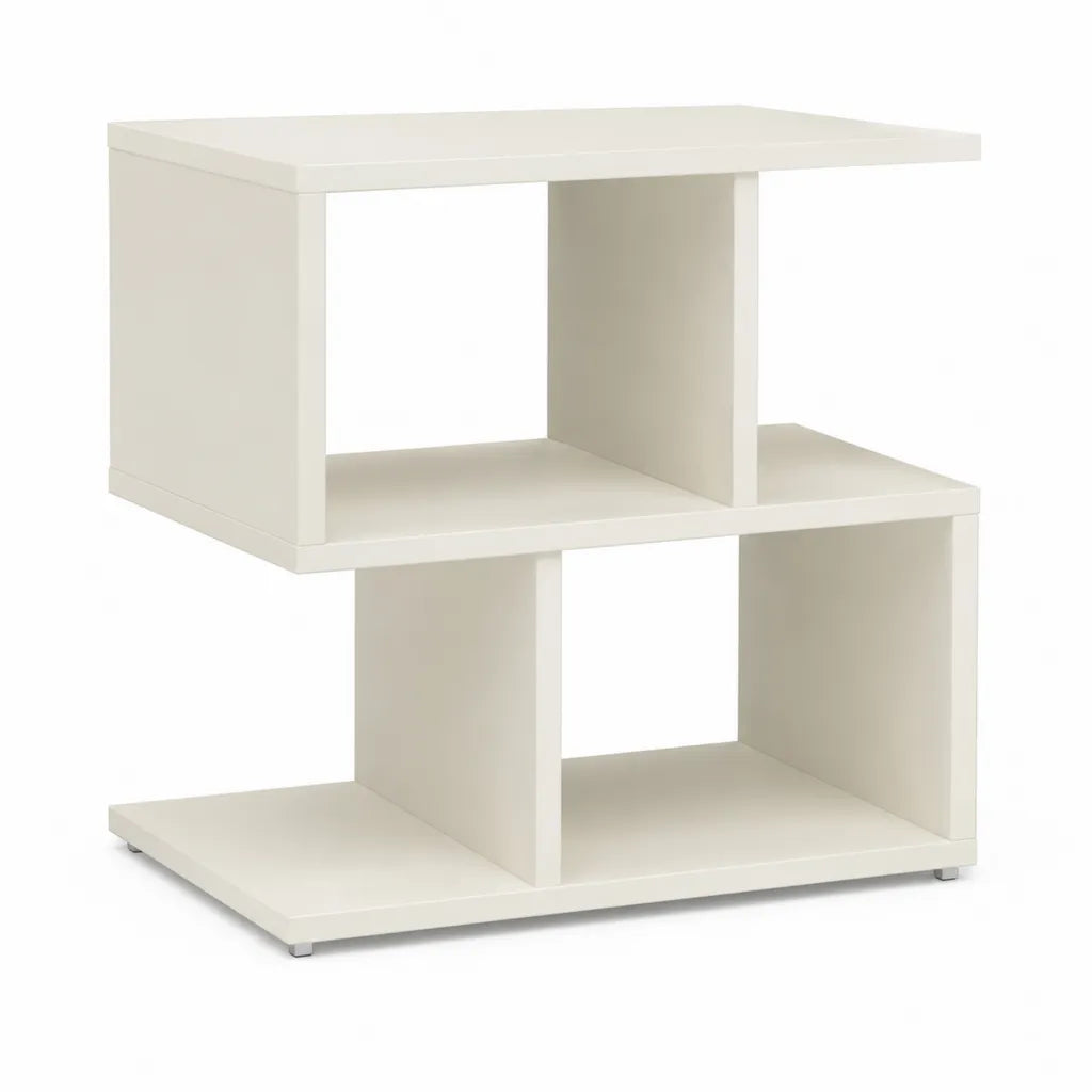 Comodino con ripiani aperti 60 x 40 x 60 cm in pannelli di particelle bianchi rettangolare