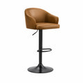 Sgabello da bar regolabile in altezza con schienale e braccioli in similpelle PU marrone 50 x 52 x 88-108 cm