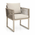Sedia da giardino con braccioli in alluminio e corda intrecciata beige 60 x 65 x 82 cm