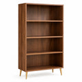 Libreria a 4 ripiani in MDF impiallacciato noce con gambe in acciaio dorato 80 x 35 x 180 cm