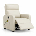 Poltrona reclinabile elettrica in pelle sintetica PU crema 90 x 92 x 104 cm