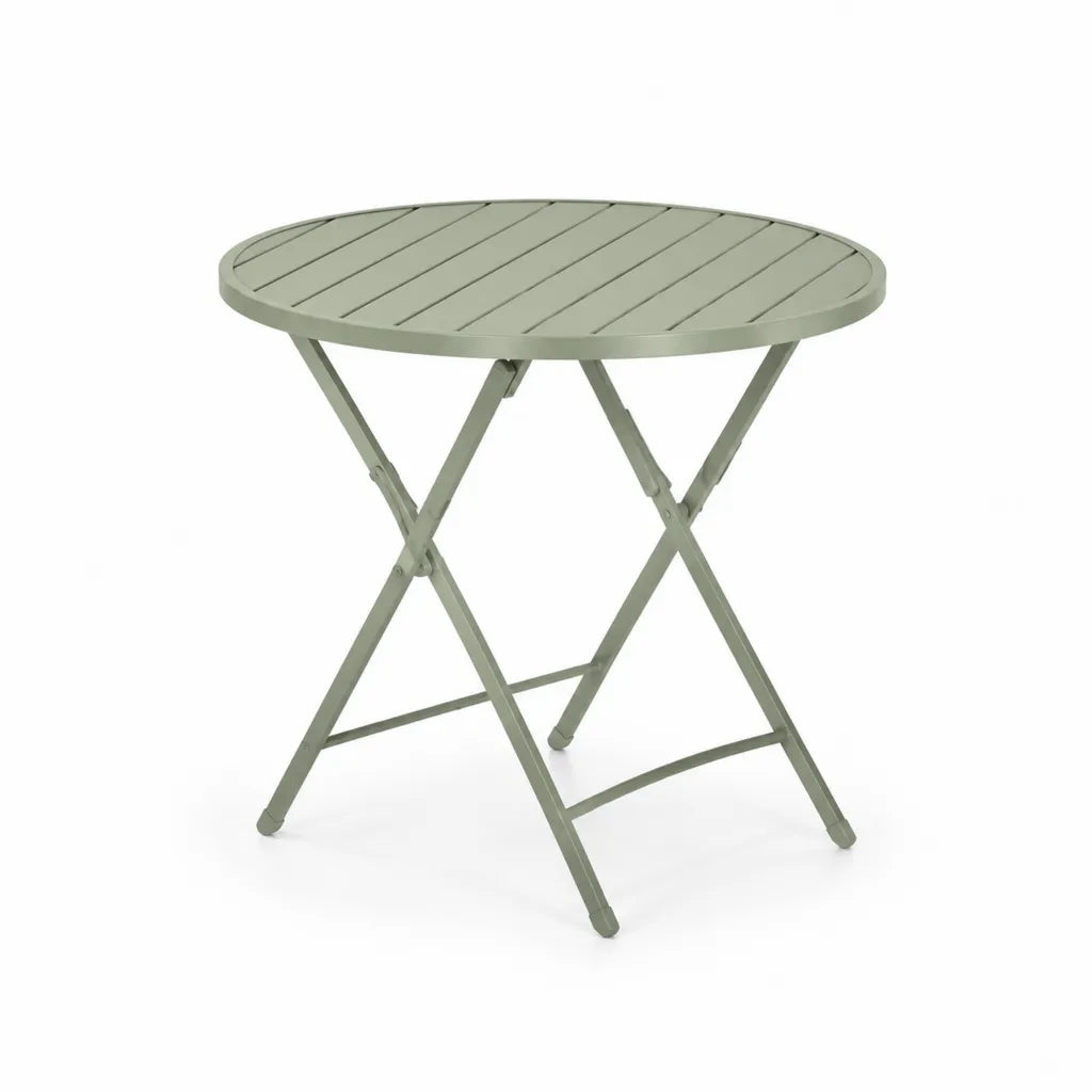 Tavolo da giardino pieghevole rotondo in acciaio verde salvia Ø 60 cm altezza 71 cm