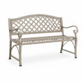 Panca da giardino 2 posti rettangolare in acciaio verniciato a polvere tortora 122 x 61 x 91 cm