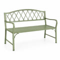 Panca da giardino 2 posti in acciaio verniciato verde salvia con schienale a rombi 122 x 61 x 89 cm
