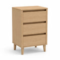 Comodino a 3 cassetti in rovere naturale rettangolare 45 x 35 x 65 cm