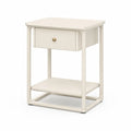 Comodino con cassetto e ripiano 40 x 40 x 60 cm in acciaio e MDF rettangolare bianco