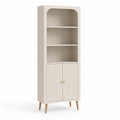 Libreria verticale con ante 80 x 40 x 180 cm in MDF beige con struttura rettangolare