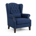 Poltrona bergère imbottita in poliestere blu navy con schienale capitonné 82 x 86 x 105 cm